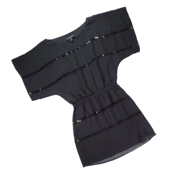 Jessica Simpson Black Sequin Striped Dress size S